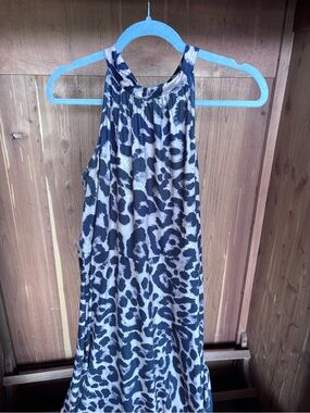 Sleeveless Leopard Print Halter Dress - Brown